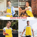 Utopia Kitchen 2 Pack Bib Apron, Adjustable with 2 Pockets, Water and Oil Resistant, Cooking Kitchen Chef Apron for Women Men