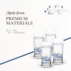 Spode Blue Italian Highball Glasses | Set of 4 | 15 Ounce Capacity | Tall Glasses for Drinking Cocktails, Mojito, Scotch, Water, and Juice | Handwash Only
