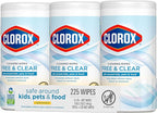 Clorox Free & Clear Cleaning Wipes, Light Lemon Scent, 75 Count, Pack of 3 (Pack May Vary)