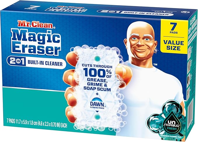 Mr. Clean Magic Eraser Foaming Sponge, All Purpose Cleaner, Dawn Cleaning Power, Ultra Foamy, 7ct