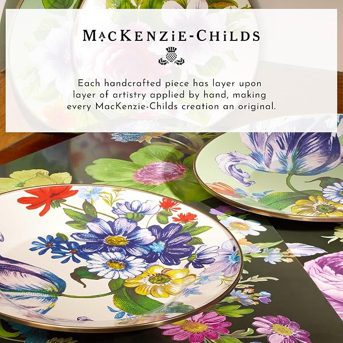 MACKENZIE-CHILDS Enamel Abundant Bowl, Decorative or Serving Bowl, 13-Cup Capacity, White Flower Market