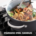 GreenPan Lima 5.2QT Nonstick Stock Pot with Glass Lid, Nontoxic PFAS-Free Ceramic Casserole, Hard Anodized Cookware, Oven & Broiler Safe, Stainless Steel Handles, Gray