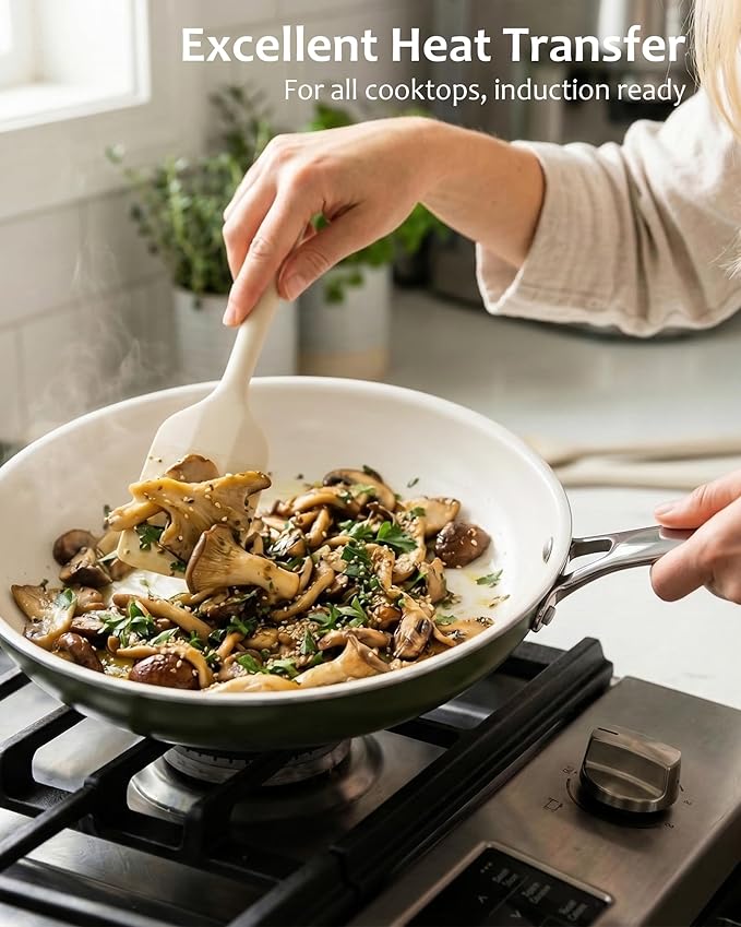 Pots and Pans Set - Nonstick Creamic Kitchen Cookware Sets Non Toxic Cookware Set With Dutch Oven, Frying Pan, Saucepan, Sauté Pan, Cooking Utensils Set, Pots and Pans for Cooking Set Gifts