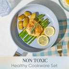 CAROTE Ceramic Cookware Set Nonstick, 14pcs Pots and Pans Set Nonstick, Non-Toxic & PFAS-Free, Dishwasher, RV/Camping Cookware Set, Cooking Pots with Lids, Pastel Blue