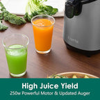 Cold Press Juicer Machines,Fretta Juicer Machines with PCTG Material from the USA,5.3" Extra Large Feed Chute Fit Whole Fruits & Vegetables,Truly BPA-Free,Easy to Clean(Grey, 1.8L)