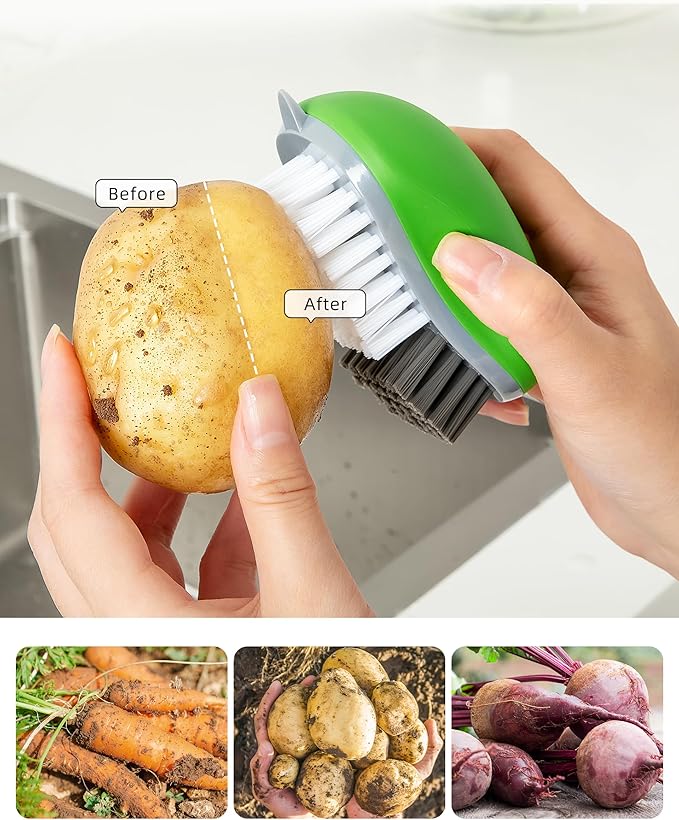 MR.SIGA Fruit and Vegetable Cleaning Brush with Non Slip Comfortable Grip, Pack of 2, Green