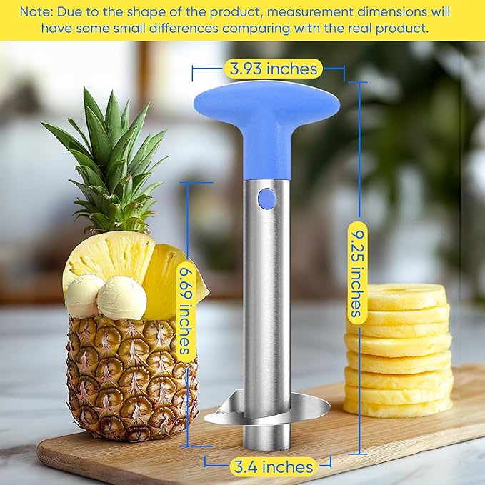 Pineapple Corer, [Upgraded, Reinforced, Thicker Blade] Newness Premium Pineapple Corer Remover, Stainless Steel Pineapple Core Tool for Home & Kitchen with Sharp Blade for Diced Fruit Ring (Blue)