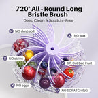 JOYMOOP Fruit Washer Spinner, Fruit Cleaner Spinner with Crank Handle, Hands-Free Fruit & Vegetable Washing Bowl, Manual Fruit Scrubber, No Electricity, Apricot Beige