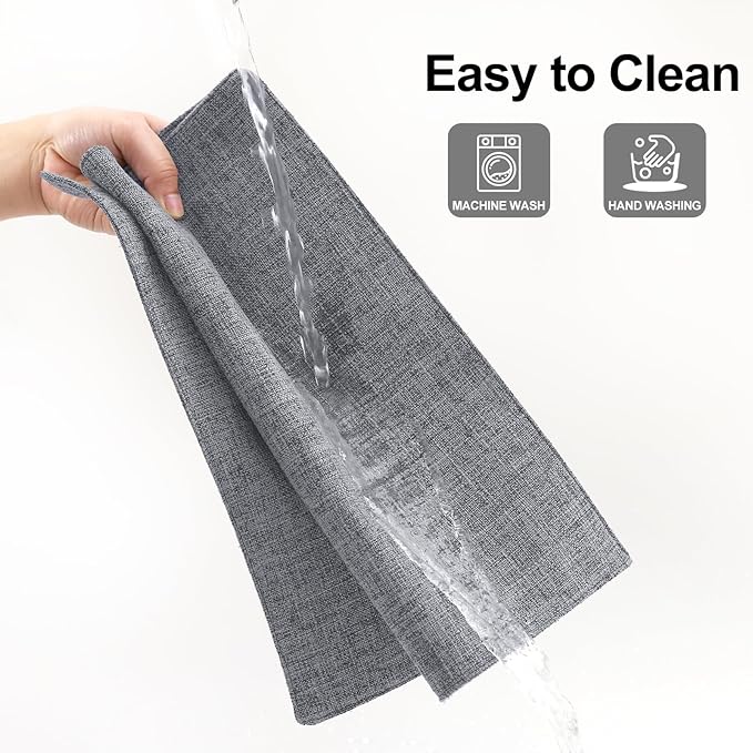Homaxy Cloths Placemats for Dining Table Set of 6, Heat Resistant Washable Cotton Linen Blend Table Mats, Easy to Clean Place Mats for Indoor Outdoor Party Kitchen Decoration, 13" x 19", Dark Grey