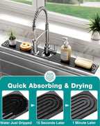 Stone Faucet Mat for Kitchen Sink, Diatomite Sink Protectors - Prevent Moisture Drying Stone Tray Fit Kitchen Counter & Bathroom Counter (Dark Gray, 15.8" x 4")