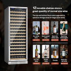 Empava 24 Inch Wine Fridge, 171 Bottle Wine Cooler Refrigerator with Professional Compressor, Large Capacity Fast Cooling Low Noise for Wine Enthusiasts, Built-in or Freestanding