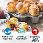 Nordic Ware Cast Aluminum Petite Popover Pan 1/4 Cup Each, 12 Cavity, Silver/Gray