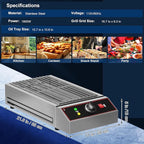 1800W Countertop Electric Grill, Smokeless Indoor Grill with Removable Griddle, Adjustable Temperature 122°F-572°F, Commercial Stainless Steel BBQ Grill for Party Restaurant Camping
