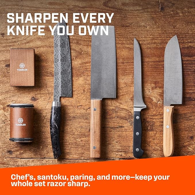 Tumbler Rolling Knife Sharpener Starter Set - Knife Sharpening Made Easy - Ultimate Gift for Father's Day