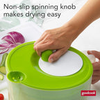 GoodCook Deluxe Salad Spinner - 5 Qt. Capacity, Easy Turn Knob, Built-In Pour Spout, Multi-Use Basket, Durable and Dishwasher Safe, Large Salad Spinner, Kitchen Essentials