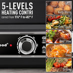 Electric Skillet, Techwood 7.5-Quart 2-in-1 Versatile Multi-Cooker with 5-Level Heat Settings, Come with Removable Non-stick Skillet Pan& Cooking Pot, Dishwasher Safe, 1500W, Black (Black)