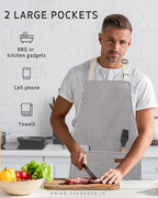 Syntus Apron for Men Women, Adjustable Cooking Kitchen Chef Aprons with 2 Pockets, Cotton/Polycotton/Polyester