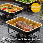 Aluminum Foil Pans, Extra Heavy Duty Disposable Aluminum Baking Pans, 14.57"×10.63" Steam Table Pans for Cooking, Heating, Storing, Prepping Roasting and Chafing (15 Pack Black and Gold)