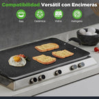 Nutrichef Double Burner Griddle, Non-Stick Stove Top Griddle for Gas Stove, Dishwasher Safe, Heatproof Bakelite Handles, Even Heat Distribution, PFOA & PFOS Free, 20” x 12” x 0.8” Inch (Black)