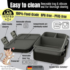 BEARFOOT Kids Lunch Box with Compartments – Compact & Lightweight | Leak-Proof, BPA-Free, Dishwasher & Microwave Safe | Hand-Drawn Design for Preschool, School, Travel (Black, 2.75 Cups)