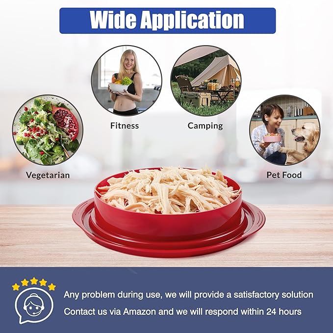 Chicken Shredder Tool Twist: 2026 Pro Food-Grade Visible Meat Shredder with Strong Anti-Slip Base, Ergonomic Handle, Chicken Breast Shredder, Suitable for Pork Beef Chicken (Red)