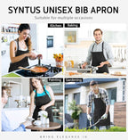 Syntus 12 Pack Bib Apron, Unisex Aprons Adjustable 100% Cotton with 2 Pockets Cooking Kitchen Aprons for Women Men Chef, BBQ Drawing Apron Bulk, Black