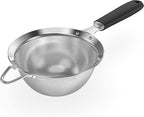 18/8 Stainless Steel Mesh Strainer: U-Taste 5.5 Inch Kitchen Fine Mesh Sieve Food Colander with Riveted Sturdy Silicone Handle and 30 Mesh Hole for Straining Flour, Pasta, Fruit, Quinoa (Black)