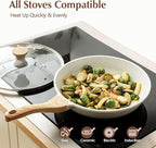 SENSARTE Nonstick Ceramic Frying Pan with Lid 8/9.5/10/11/12.5 Inch Omelet Pan Skillet, Free of Intentionally Added PFAS/PTFE Non-toxic Chef's Pan Induction Compatible Pan, Heat Resistant Handle