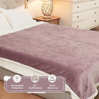 Electric Heated Blanket Twin Size - 62"x84", Soft Flannel Heating Blanket, 10 Heating Levels, 1-12 H Auto Shut Off, Breathable Warm and Washable for Bed, Purple