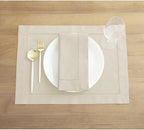 Solino Home Cotton Linen Placemats Set of 4 - Hemstitch Linen Placemats 14 x 19 Inch - Machine Washable Table Mats for New Year