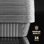 PLASTICPRO 25 Pack Aluminum Pans 12.5'' x 9" Disposable Pans with Covers Heavy Duty 4 lb Foil Pans for Baking and Cooking