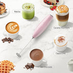 Zulay Kitchen Milk Frother Handheld Electric Whisk with AA Duracell Batteries – Durable Drink Mixer for Coffee, Lattes, Cappuccinos & More - Pink