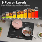 CDV 7200W Built-in Induction Cooktop 4 Burners, 24 Inch Electric Cooktop with Bridge Function Power Booster 9 Power Levels Touch Control Timer Child Lock