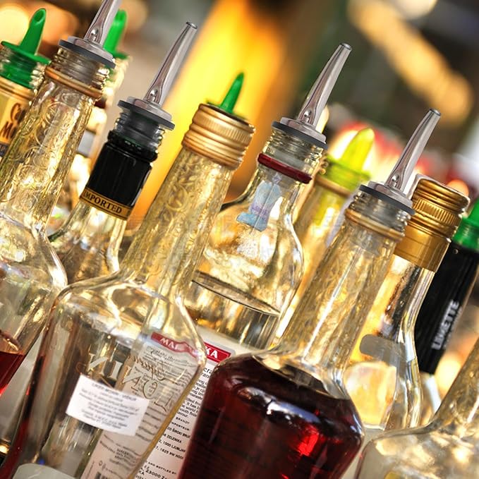 80 Pack Stainless Steel Bottle Pourers Tapered Liquor Pourers with Rubber Dust Caps Tapered Pour Spouts for Liquor Bottles Vinegar Bottle Dispenser for Wine Oil Beer Drink Water Bar Supplies