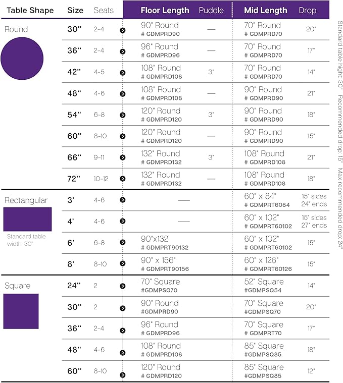 Gee Di Moda Rectangle Tablecloth - 60 x 84 Inch Purple Table Cloth for 5 Foot Rectangle Tables - Heavy Duty Washable Fabric - for Holiday Party, Dinner, Weddings, Baby Shower & Events