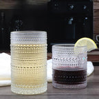 Hobnail Drinking Glasses Set of 12,12 oz Highball Glasses & 10 oz Cocktail Glasses,Clear Embossed Glass Cups,Kitchen Water Glass Cup,Bar Tumbler Glassware Set for Whiskey, Beer, Cocktail, Juice, Milk