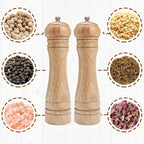 Gulex® Wood Pepper Grinder Pepper Mill,Adjustable Coarseness 8 Inch Wooden Peppermill, Ceramic Grinding Mechanism Salt Mill Refillable (1 pack) (Light-2PC)