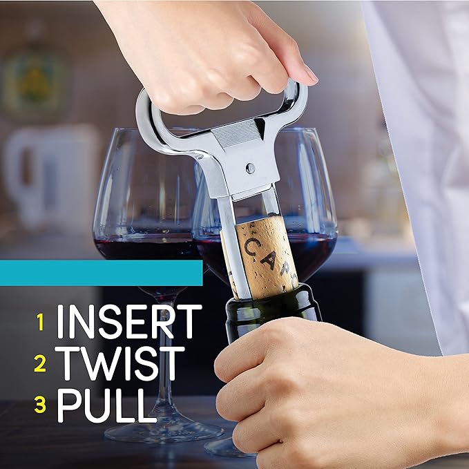 Ah So Wine Opener - Stainless Steel Bottle Opener, Effortless Cork Removal with Two-Pronged Precision, Vintage Cork Remover That Won’t Crumble - Beer Opener, Great Gift Idea