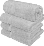 Chakir Turkish Linens | Hotel & Spa Quality 100% Cotton Luxury Turkish Towels | Soft & Absorbent (30x60 Inches Extra Large Bath Towels, Set of 4 - Silver)