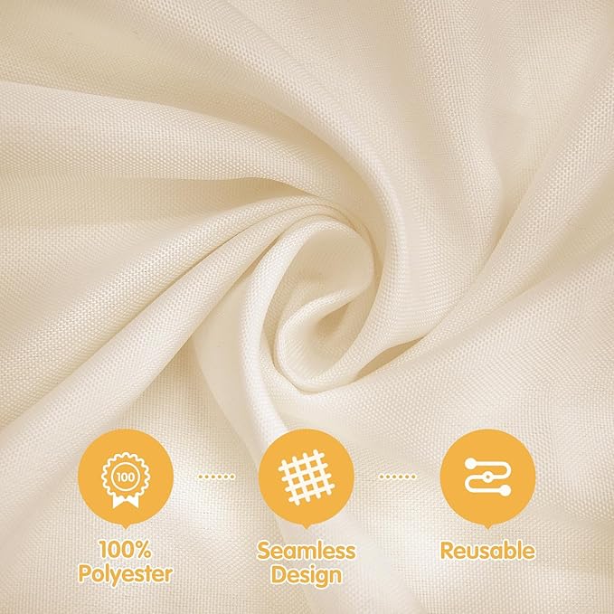 BRILLMAX 4 Pack Beige Tablecloths for 6 Foot Rectangle Tables 90 x 132 Inch - 6ft Rectangular Bulk Linen Polyester Fabric Washable Cloth Cover for Wedding Reception Banquet Birthday Party