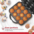 Holstein Housewares Non-Stick 12-Count Electric Cupcake Maker Machine – Bakes 12 Cupcakes, Muffins, Pizza Cups, Cinnamon Buns – Perfect for Gifts, Birthdays, Holidays, or Bake Sales, Black