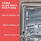 BLACK+DECKER TO3250XSBD 8-Slice Extra Wide Convection Countertop Toaster Oven, Includes Bake Pan, Broil Rack & Toasting Rack, Stainless Steel/Black