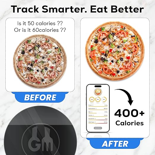 Portable Food Scale with Nutritional Calculator. Rechargeable Travel Size for Weight Loss, Nutrition, Calories, Diabetes, Meal Prep - Pocket Digital Kitchen Scales - Free GOURMETMILES App