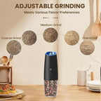 Rechargeable Electric Salt And Pepper Grinder Set, Automatic Gravity Electric Salt And Pepper Grinder Set, Adjustable Roughness, Led Light, 1 Pack, (Black)