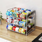AIYAKA Can Rack Organizer, 3 Tier Stackable Can Storage Dispenser,for Food Storage, Kitchen Cabinets or Pantry, Storage for 36 Cans, Silver