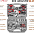 Hi-Spec Tools 67pc SAE Auto Mechanics Hand Tool Kit Set. Complete Car, Motorcycle, Engine & Garage Repairs with Sockets, Ratchet Wrench, Pliers & More