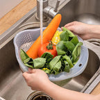 Japanese Rice Strainer Quinoa Washing Bowl Small Grains Washer Cleaner Plastic Side Drainers Colander for Rinsing Fruits, Vegetables and Beans, BPA-Free (Clear)