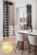 Ultra Wine Racks Floor-to-Ceiling Mount Display (2 Side, Double Deep, Black, Holds 84 Wine Bottles) - Modern Metal Wine Storage for Wine Cellars, Home Bars, Kitchens, & Dining Rooms
