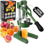 Zulay Kitchen Cast Iron Juicer - Easy-to-Clean Heavy-Duty Manual Juicer, Professional Citrus Juicer - Stainless Steel Lemon Squeezer - Manual Citrus Press & Orange Squeezer - Orange Juicer – Green