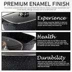 Moss & Stone Die Cast Aluminum Oval Roaster Pot 12-Inch, Induction Compatible, Hard Anodized Nonstick Pasta Pot with Glass Lid, Roaster Oven Safe 6 Quart Bundle With 12 Inch Aluminum Pan Non-Stick Coo